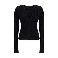 Max Mara Beato Draped Viscose Top — Black
