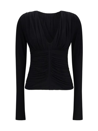 Max Mara Beato Draped Viscose Top — Black