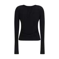 Max Mara Beato Draped Viscose Top — Black