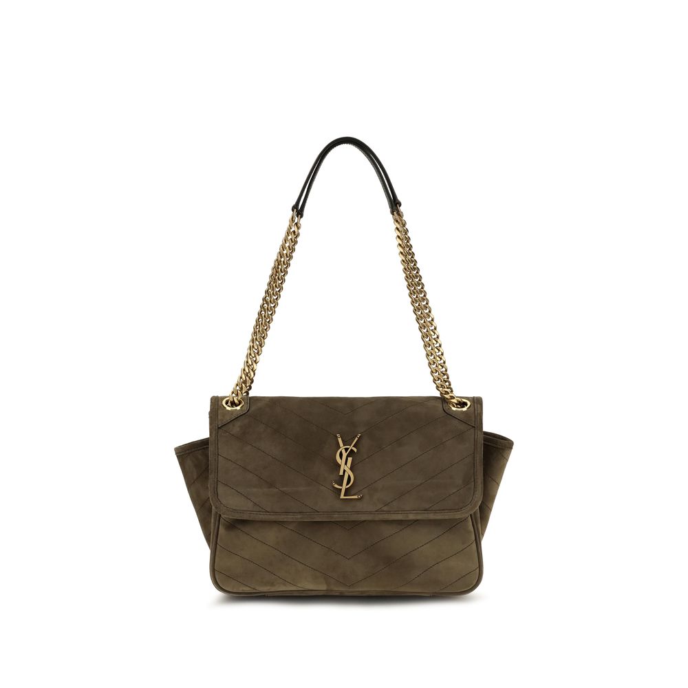 Saint Laurent Niki Tripouch Suede Shoulder Bag — Bicolor