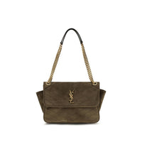 Saint Laurent Niki Tripouch Suede Shoulder Bag — Bicolor