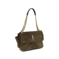 Saint Laurent Niki Tripouch Suede Shoulder Bag — Bicolor