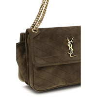 Saint Laurent Niki Tripouch Suede Shoulder Bag — Bicolor