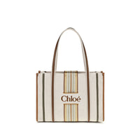 Chloé Woody Loop Canvas Tote — Beige