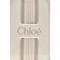 Chloé Woody Loop Canvas Tote — Beige