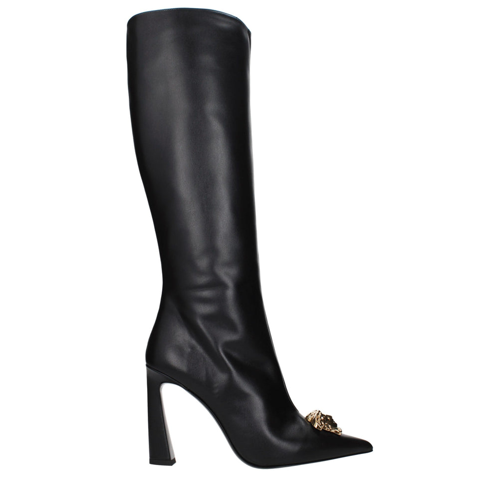 Versace Leather High Heel Boots — Black
