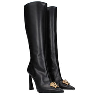 Versace Leather High Heel Boots — Black