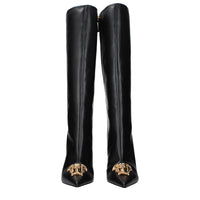 Versace Leather High Heel Boots — Black