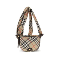 Burberry Ribbon Silk Check Shoulder Bag — Beige