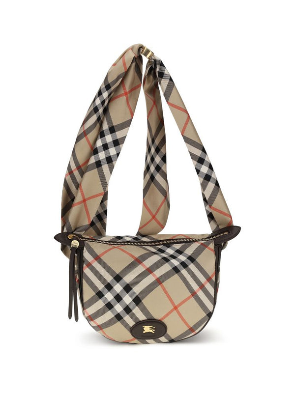 Burberry Ribbon Silk Check Shoulder Bag — Beige