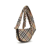 Burberry Ribbon Silk Check Shoulder Bag — Beige