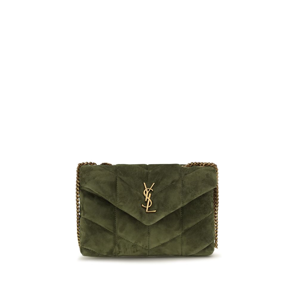 Saint Laurent LouLou Puffer Toy Suede Shoulder Bag — Bicolor