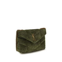 Saint Laurent LouLou Puffer Toy Suede Shoulder Bag — Bicolor