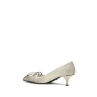 Prada Antique-Finish Leather Lace-Up Pumps — White