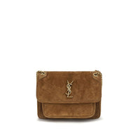 Saint Laurent Medium Niki Suede Shoulder Bag — Brown