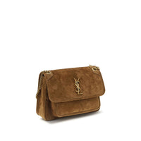 Saint Laurent Medium Niki Suede Shoulder Bag — Brown