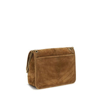 Saint Laurent Medium Niki Suede Shoulder Bag — Brown