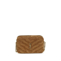 Saint Laurent Camera LouLou Suede Shoulder Bag — Brown