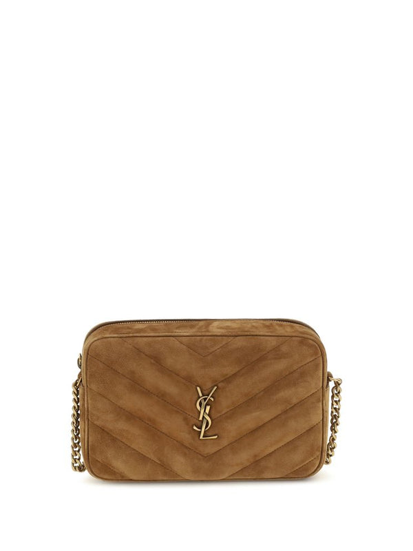 Saint Laurent Camera LouLou Suede Shoulder Bag — Brown