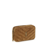 Saint Laurent Camera LouLou Suede Shoulder Bag — Brown
