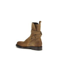 Burberry Suede Lace-Up Boots — Brown