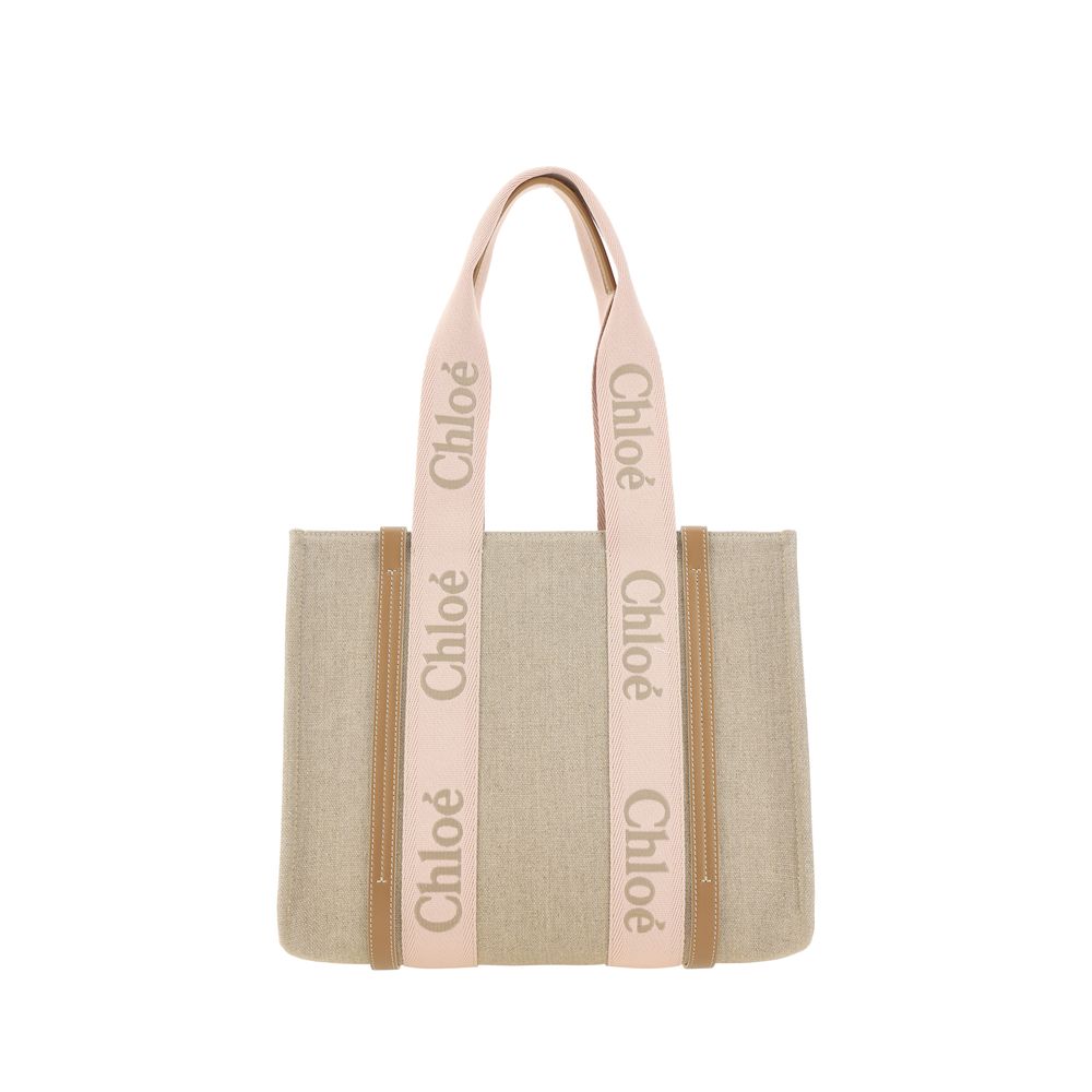 Chloé Woody Linen Shoulder Bag — Brown