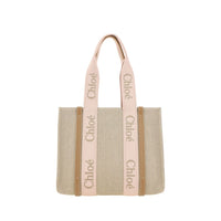 Chloé Woody Linen Shoulder Bag — Brown
