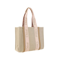 Chloé Woody Linen Shoulder Bag — Brown