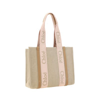 Chloé Woody Linen Shoulder Bag — Brown