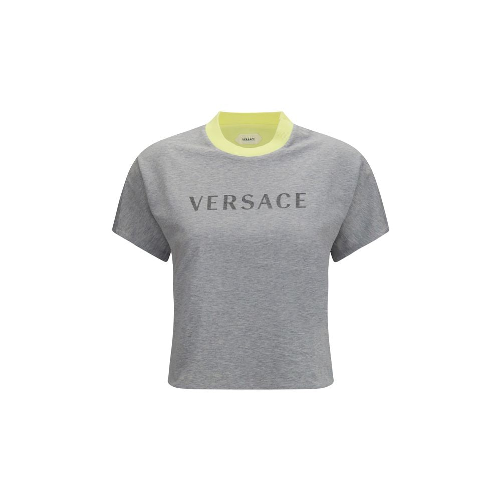 Versace Logo Cotton T-Shirt — Gray