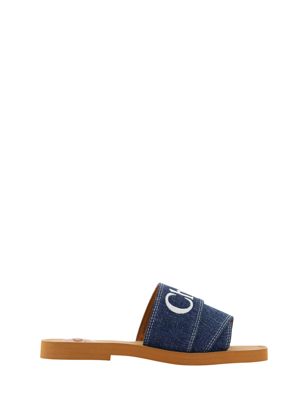 Chloé Denim Blue Cotton Woody Slide Sandals