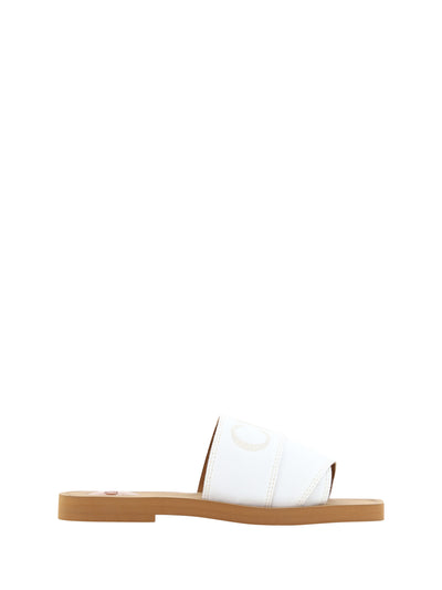 Chloé Snow White Cotton Woody Slide Sandals