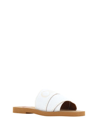 Chloé Snow White Cotton Woody Slide Sandals