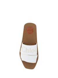 Chloé Snow White Cotton Woody Slide Sandals