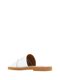 Chloé Snow White Cotton Woody Slide Sandals