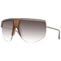 Gold Aviator Half-Rim Sunglasses with Gradient Brown Lenses