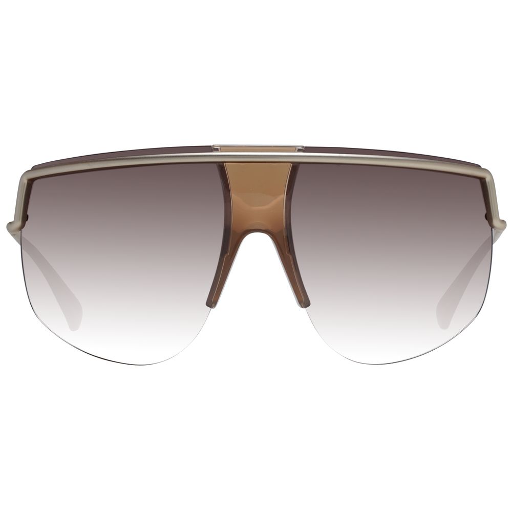 Gold Aviator Half-Rim Sunglasses with Gradient Brown Lenses
