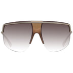 Gold Aviator Half-Rim Sunglasses with Gradient Brown Lenses