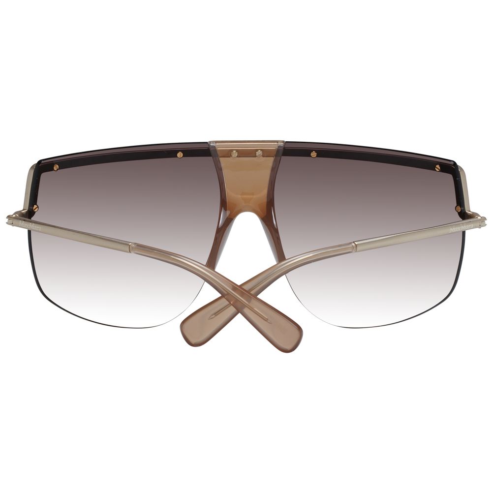 Gold Aviator Half-Rim Sunglasses with Gradient Brown Lenses