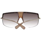 Gold Aviator Half-Rim Sunglasses with Gradient Brown Lenses