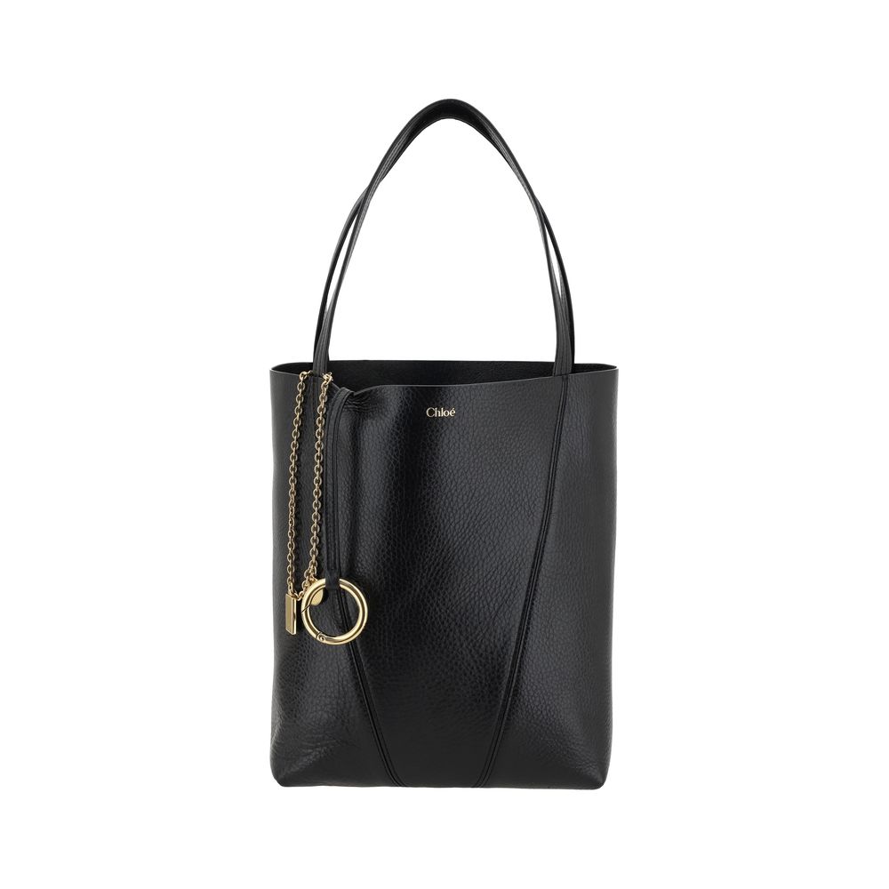 Chloé Black Calf Leather Spin Shoulder Bag