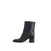 Burberry Logo Buckle Leather Ankle Boot — Black