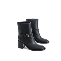 Burberry Logo Buckle Leather Ankle Boot — Black