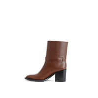 Burberry Logo Buckle Leather Ankle Boot — Brown