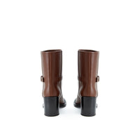 Burberry Logo Buckle Leather Ankle Boot — Brown