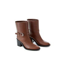 Burberry Logo Buckle Leather Ankle Boot — Brown