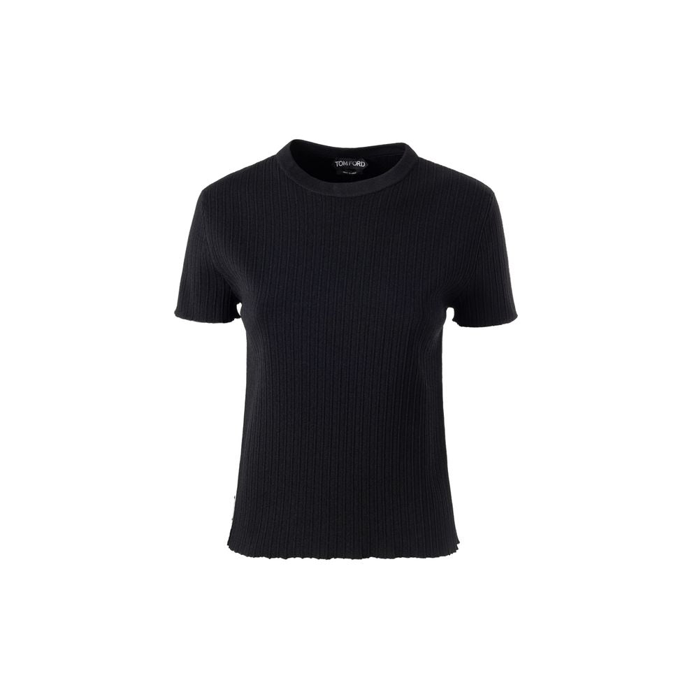 Tom Ford Stretch Ribbed Silk Cropped T-Shirt
