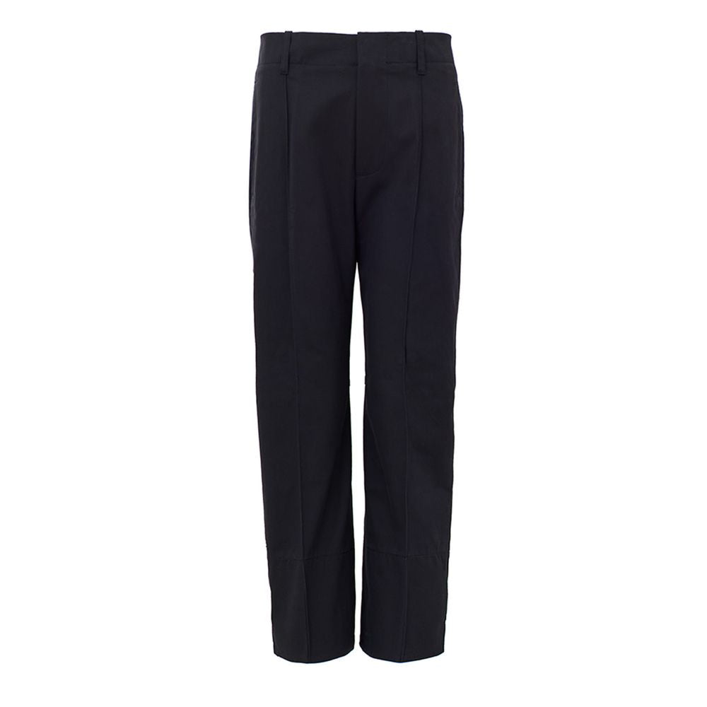 Bottega Veneta Cotton Twill High-Waist Trousers — Navy