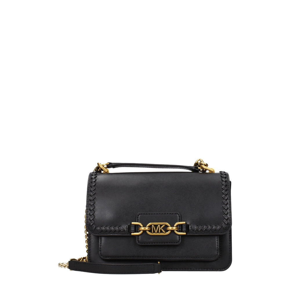 Michael Kors Logo Leather Shoulder Bag — Black