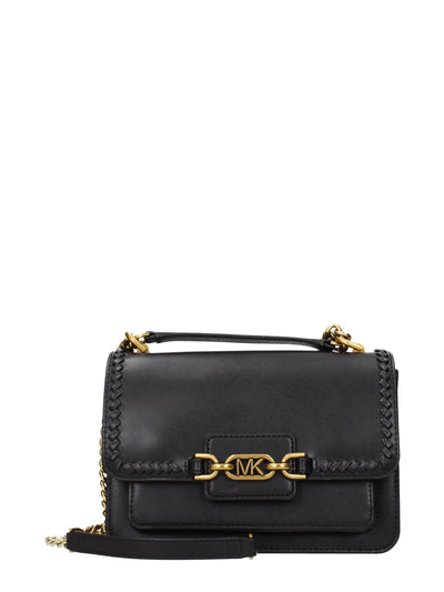 Michael Kors Logo Leather Shoulder Bag — Black